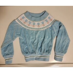 Vintage 80s Disney Winnie The Pooh Fair Isle Floral Sweater Girls 4T Toddler